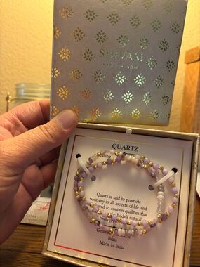 Lavender & White Quartz Beaded Bracelet